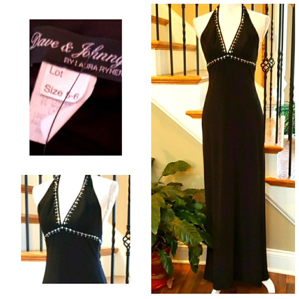 Dave & Jonny halter black gown